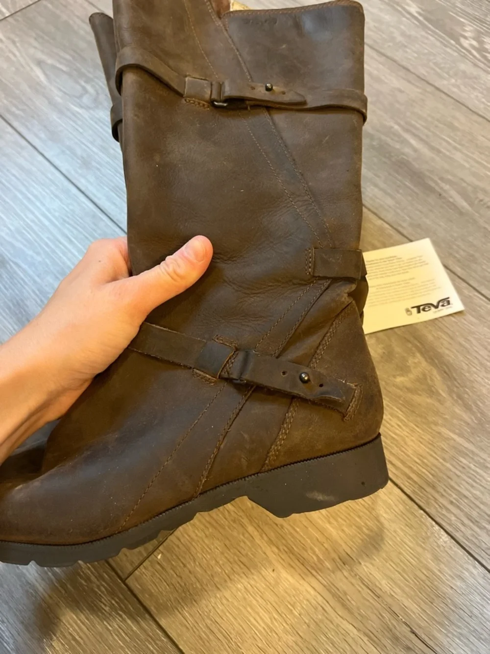 TEVA De La Vina Brown Leather Waterproof Tall Riding Boots Womens Size 7.5